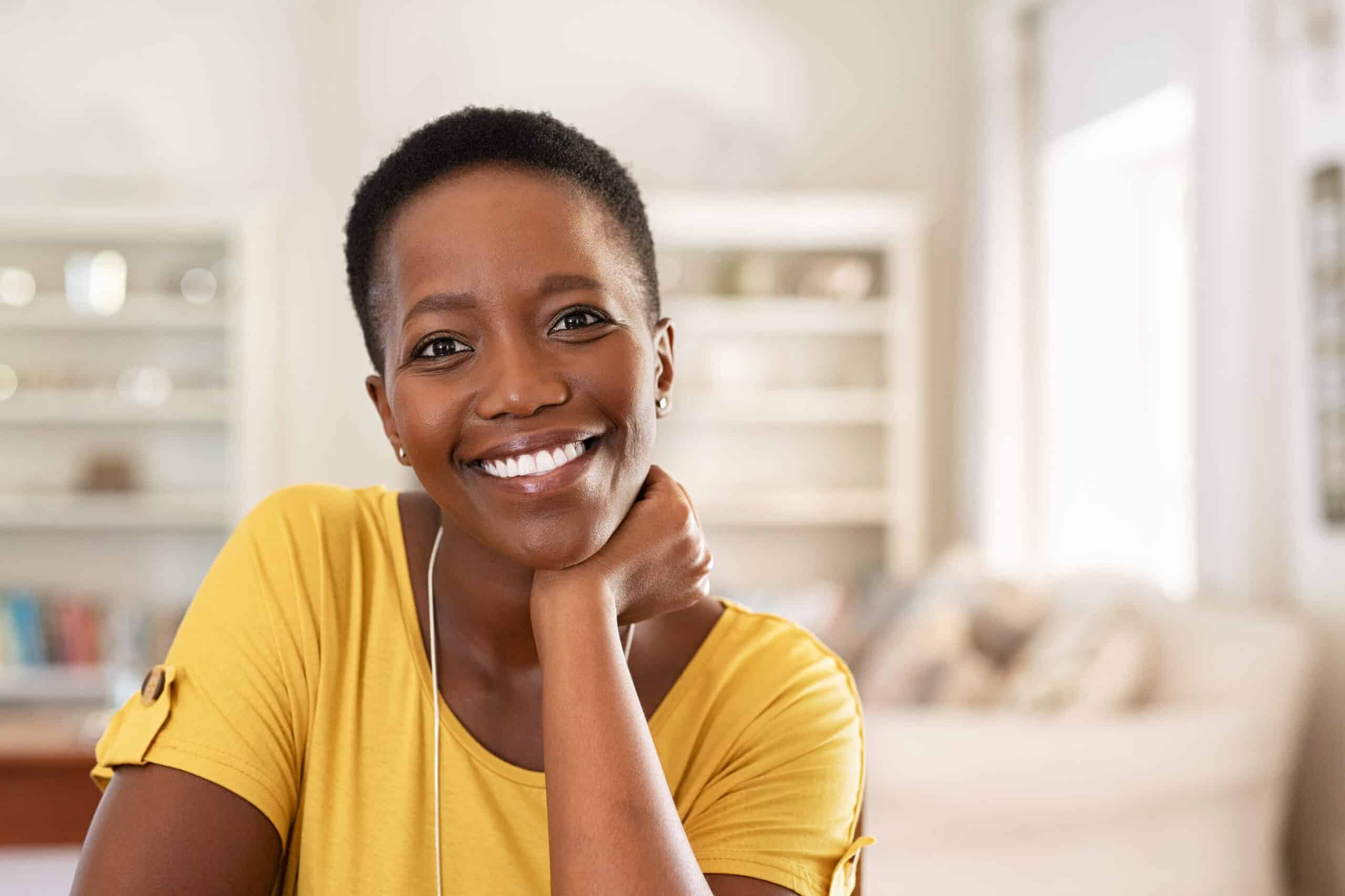 Smiling woman at home