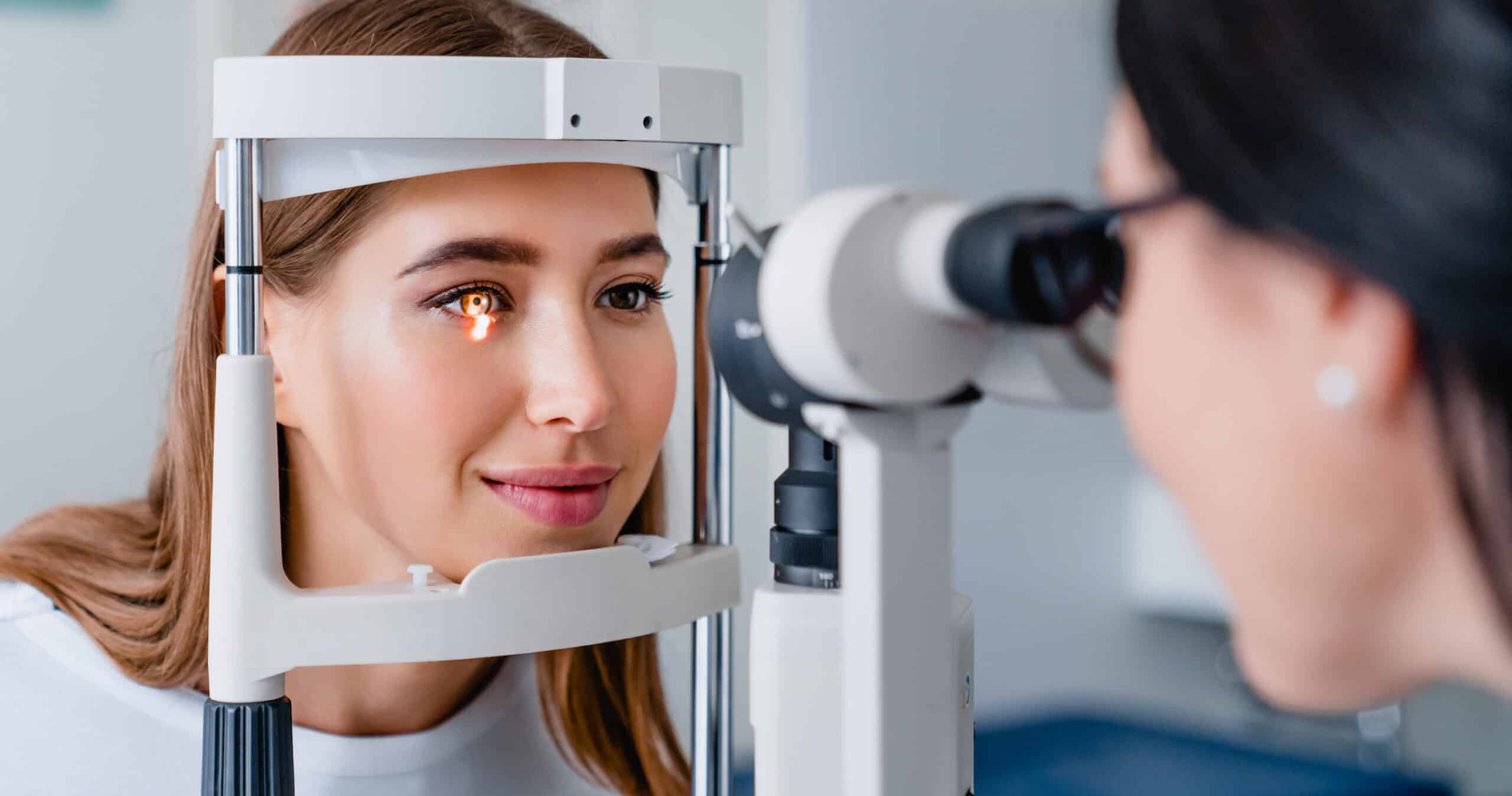 Patient receiving a comprehensive eye exam