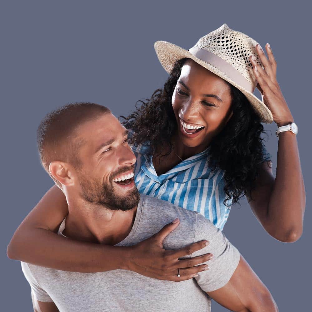 Happy couple free from glasses